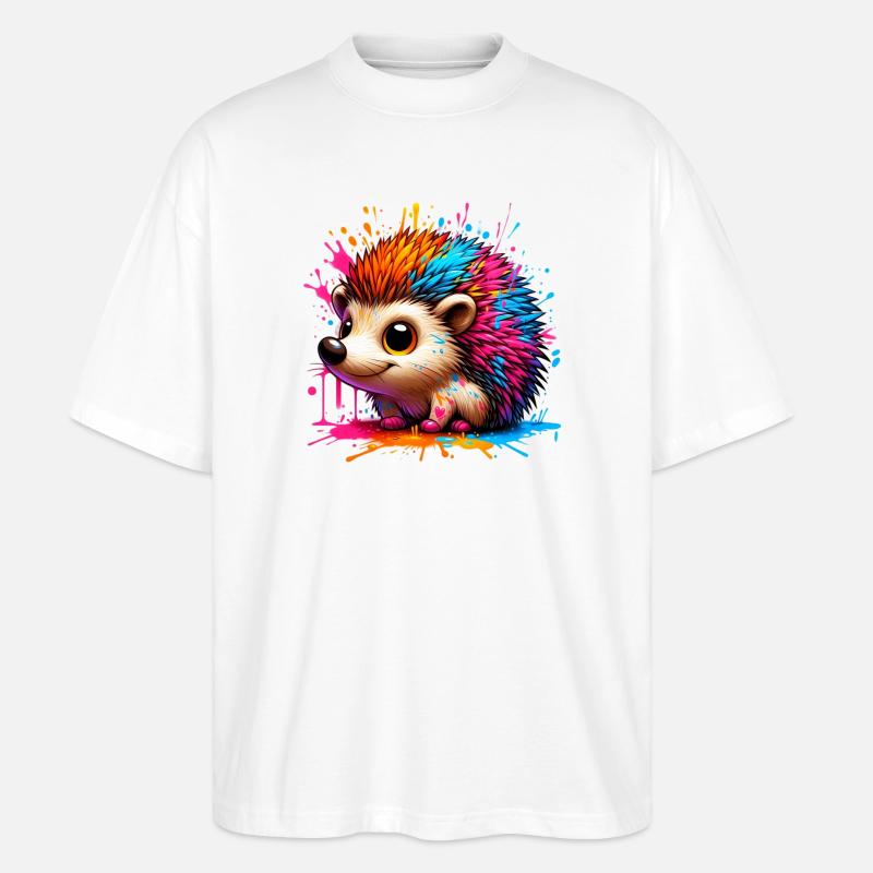 Hedgehog - Stanley/Stella Oversized Unisex Organic T-shirt Blaster 2.0 - white