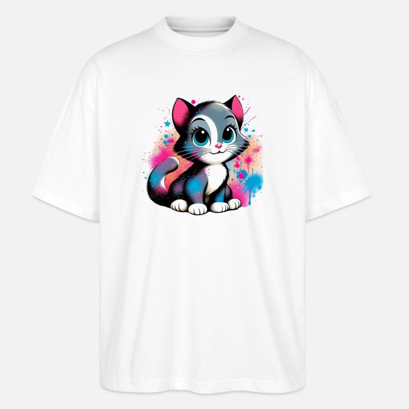Cat - Stanley/Stella Oversized Unisex Organic T-shirt Blaster 2.0 - white