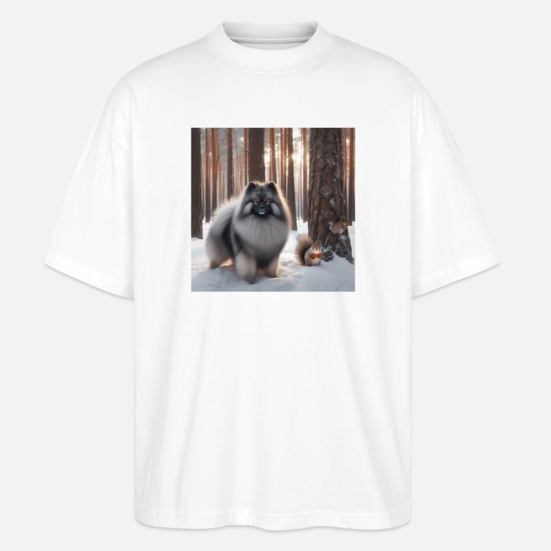 Wolfspitz im Schnee - Stanley/Stella Oversized Unisex Bio T-Shirt Blaster 2.0 - Weiß