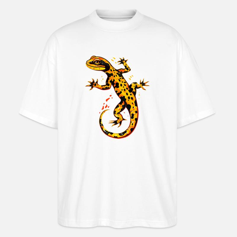 Salamander Molch Schwanzlurch Feuersalamander - Stanley/Stella Oversized Unisex Bio T-Shirt Blaster 2.0 - Weiß