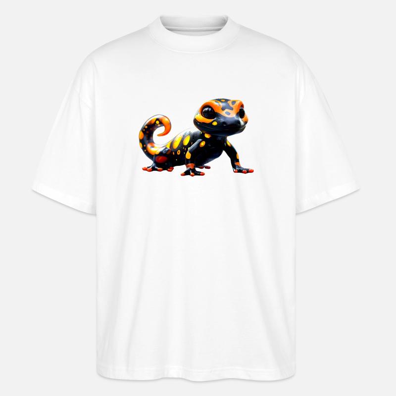 Salamander Molch Schwanzlurch Feuersalamander - Stanley/Stella Oversized Unisex Bio T-Shirt Blaster 2.0 - Weiß