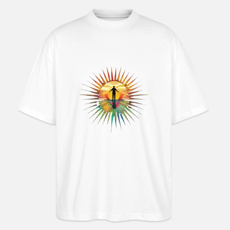 Stilvoll strahlen mit dem Regenbogenstern - Stanley/Stella Oversized Unisex Bio T-Shirt Blaster 2.0 - Weiß