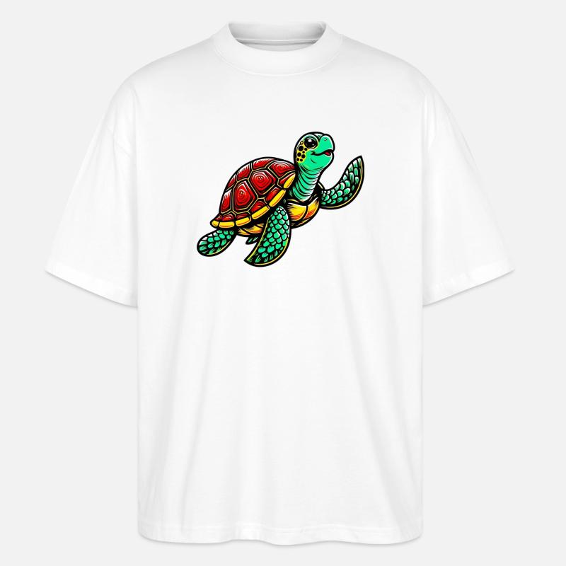 Schildkröte - Stanley/Stella Oversized Unisex Bio T-Shirt Blaster 2.0 - Weiß