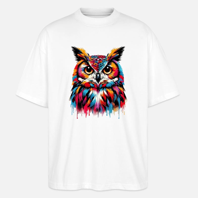 Eule - Stanley/Stella Oversized Unisex Bio T-Shirt Blaster 2.0 - Weiß