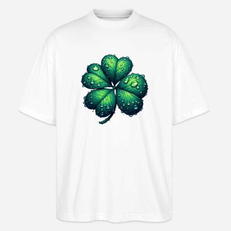 Vierblättriges Kleeblatt - Stanley/Stella Oversized Unisex Bio T-Shirt Blaster 2.0 - Weiß