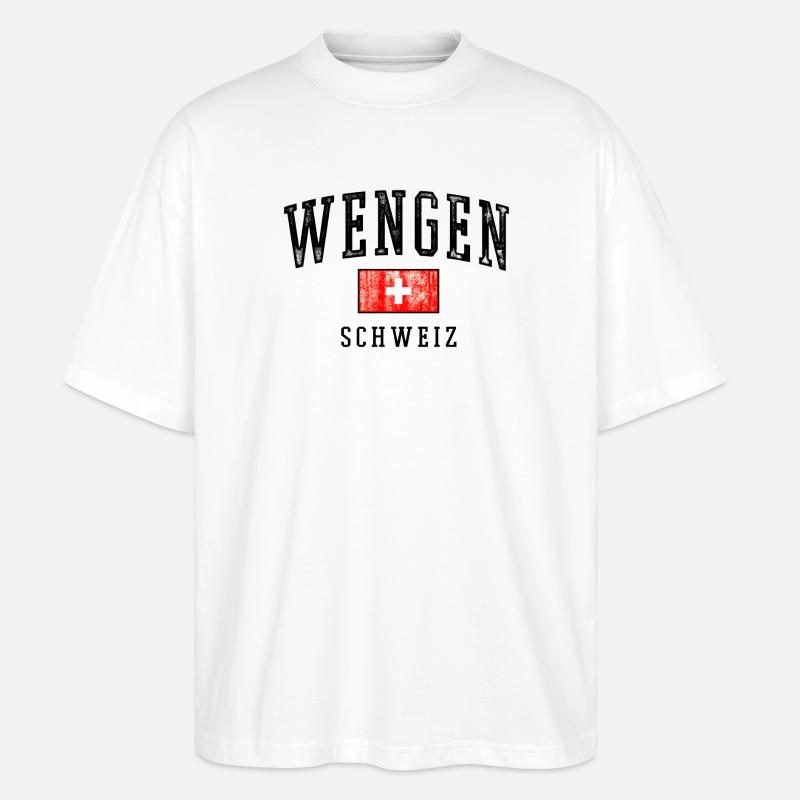 Wengen Schweiz Emblem - Stanley/Stella Oversized Unisex Bio T-Shirt Blaster 2.0 - Weiß