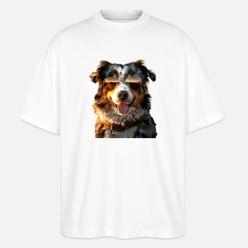 Australian Shepherd Hunde Liebhaber Süßer Aussie - Stanley/Stella Oversized Unisex Bio T-Shirt Blaster 2.0 - Weiß