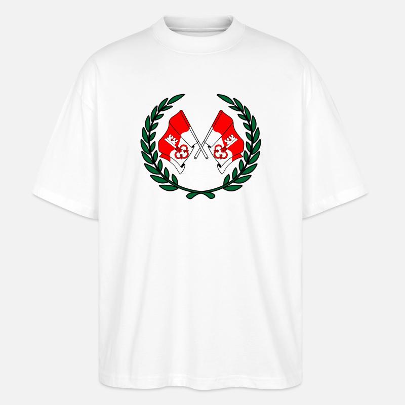 Fahnen Obwalden Schweiz Lorbeerkranz - Stanley/Stella Oversized Unisex Bio T-Shirt Blaster 2.0 - Weiß