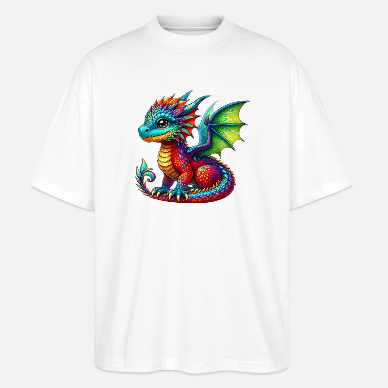 Drache - Stanley/Stella Oversized Unisex Bio T-Shirt Blaster 2.0 - Weiß