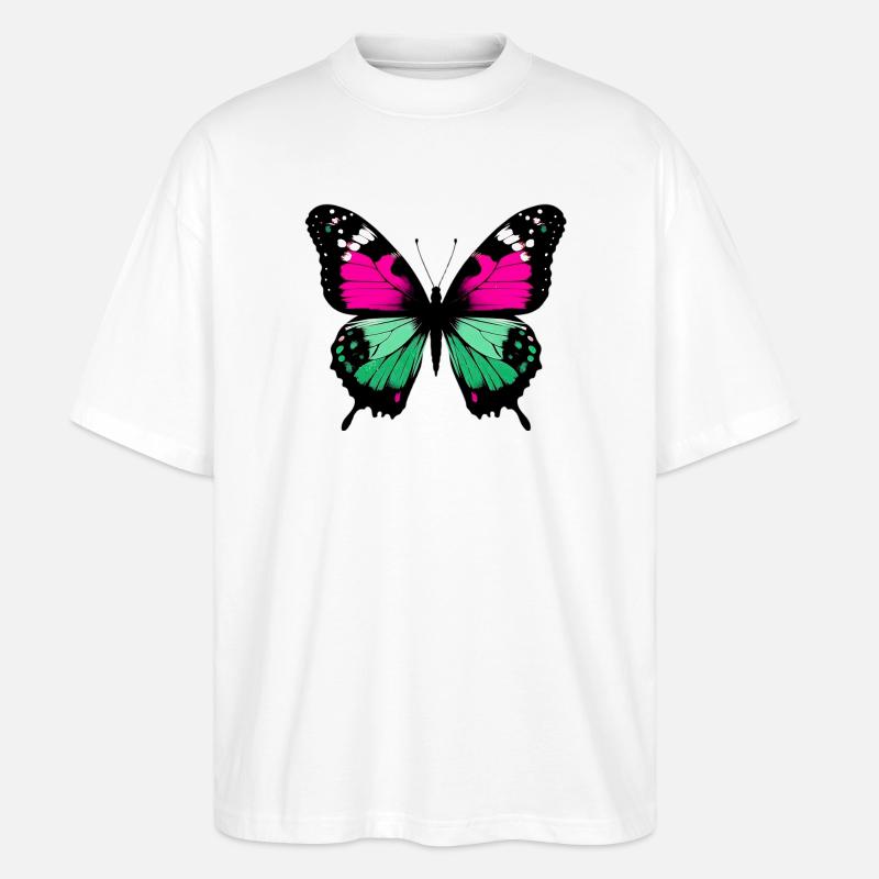Schmetterling - Stanley/Stella Oversized Unisex Bio T-Shirt Blaster 2.0 - Weiß