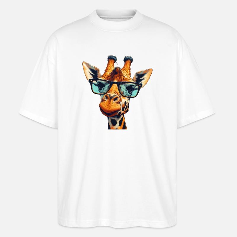 Giraffe mit Brille - Stanley/Stella Oversized Unisex Bio T-Shirt Blaster 2.0 - Weiß