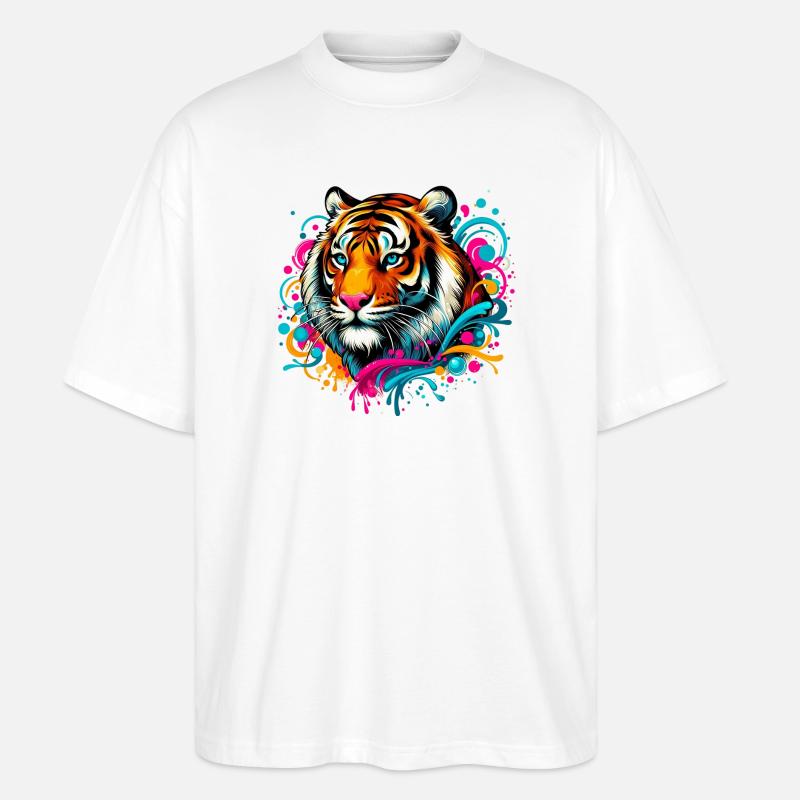 Tiger - Stanley/Stella Oversized Unisex Bio T-Shirt Blaster 2.0 - Weiß