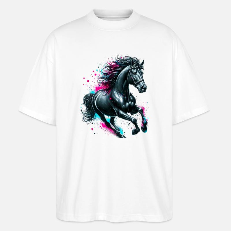 Pferd - Stanley/Stella Oversized Unisex Bio T-Shirt Blaster 2.0 - Weiß