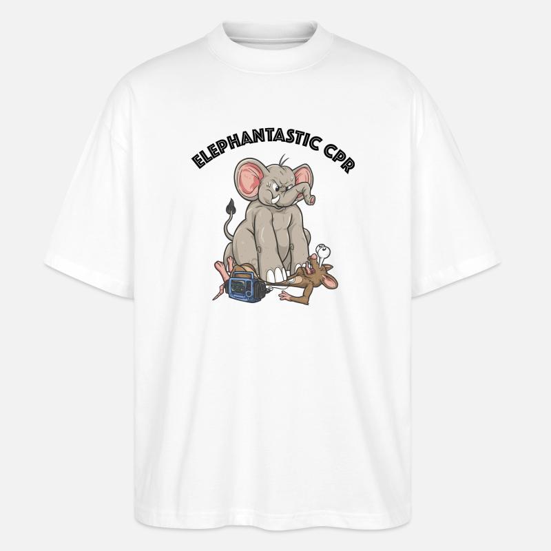 CPR Cartoon - Elephantasric CPR - Stanley/Stella Oversized Unisex Bio T-Shirt Blaster 2.0 - Weiß