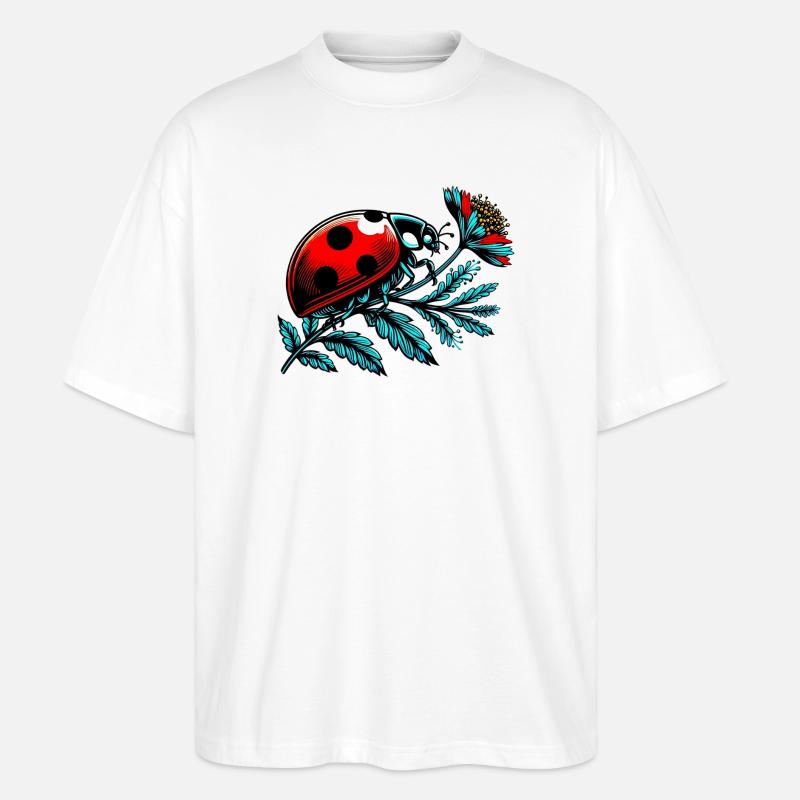 Marienkäfer - Stanley/Stella Oversized Unisex Bio T-Shirt Blaster 2.0 - Weiß
