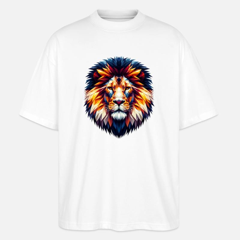Polygonaler Löwe - Stanley/Stella Oversized Unisex Bio T-Shirt Blaster 2.0 - Weiß