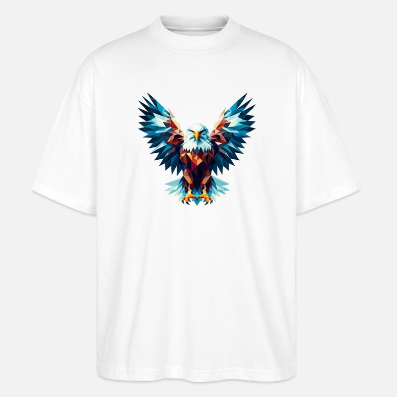 Polygonaler Adler - Stanley/Stella Oversized Unisex Bio T-Shirt Blaster 2.0 - Weiß