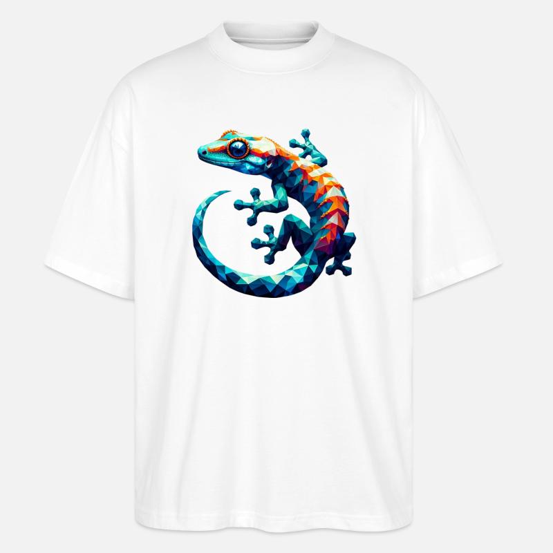 Polygonaler Gecko - Stanley/Stella Oversized Unisex Bio T-Shirt Blaster 2.0 - Weiß