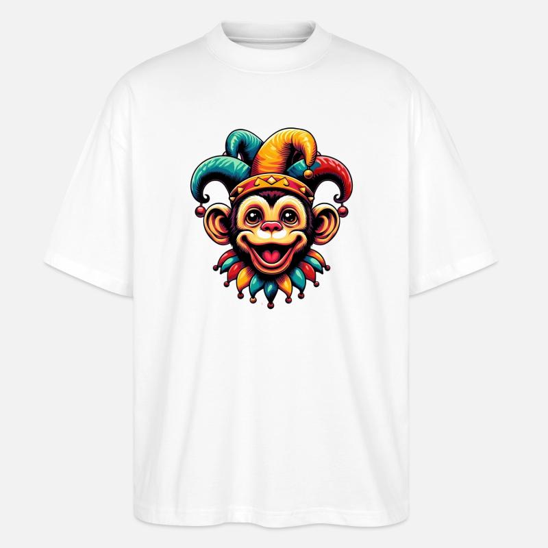 Monkey Jester - Stanley/Stella Oversized Unisex Organic T-shirt Blaster 2.0 - white