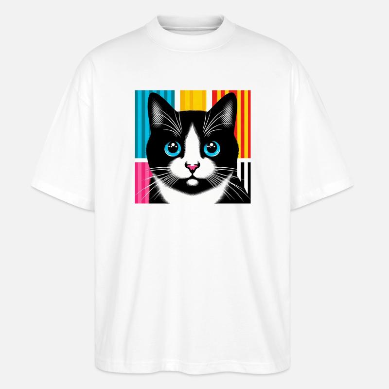 Katze - Stanley/Stella Oversized Unisex Bio T-Shirt Blaster 2.0 - Weiß