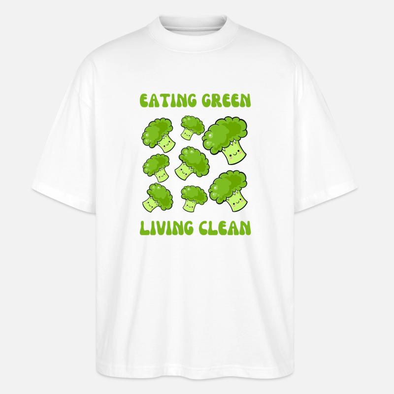 Végétarien, manger vert, vivre propre - T-shirt bio Blaster 2.0 coupe oversize Stanley/Stella Unisexe - blanc