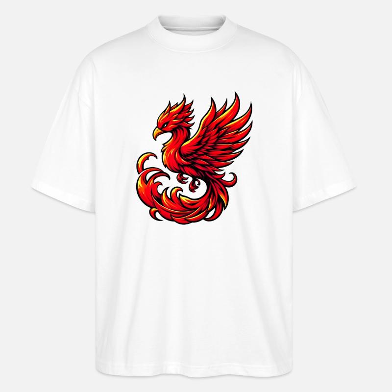Roter Phönix - Stanley/Stella Oversized Unisex Bio T-Shirt Blaster 2.0 - Weiß