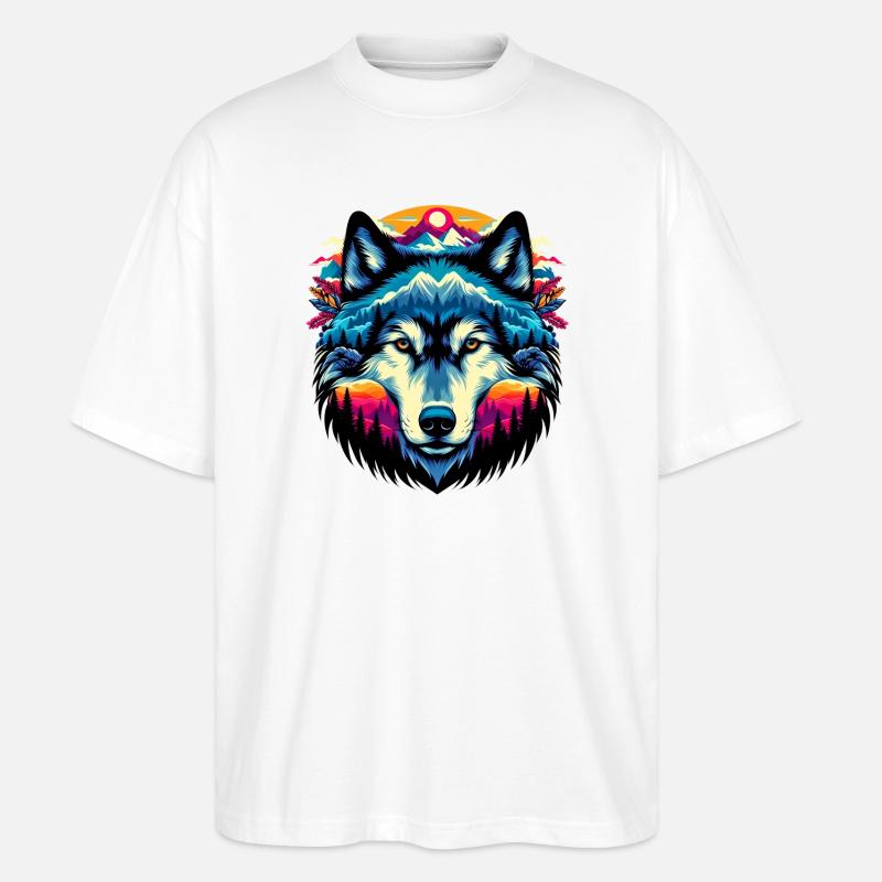 Wolf - Stanley/Stella Oversized Unisex Bio T-Shirt Blaster 2.0 - Weiß