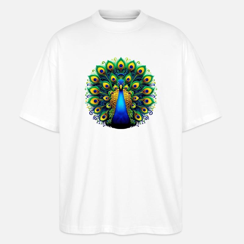 Pfau - Stanley/Stella Oversized Unisex Bio T-Shirt Blaster 2.0 - Weiß