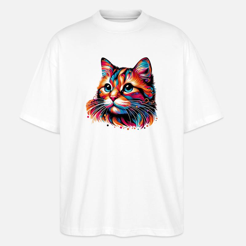 Katze - Stanley/Stella Oversized Unisex Bio T-Shirt Blaster 2.0 - Weiß