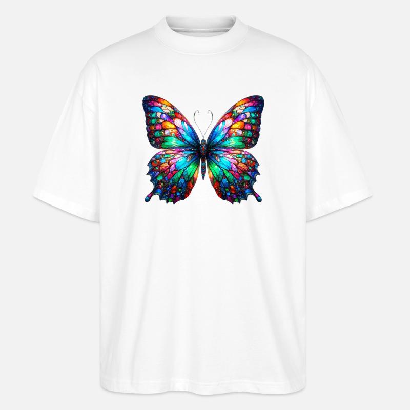 Schmetterling - Stanley/Stella Oversized Unisex Bio T-Shirt Blaster 2.0 - Weiß