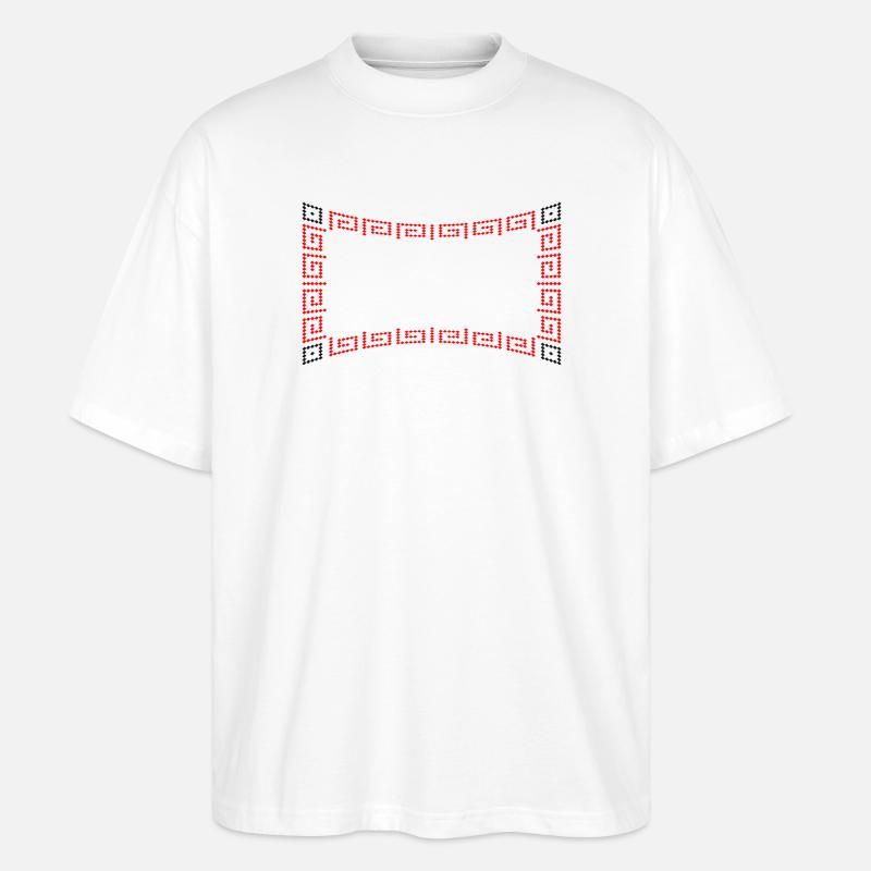 Frame pattern red - Stanley/Stella Oversized Unisex Organic T-shirt Blaster 2.0 - white