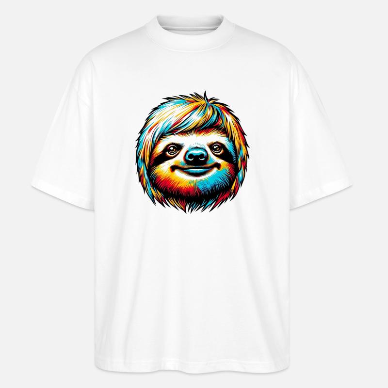 Faultier - Stanley/Stella Oversized Unisex Bio T-Shirt Blaster 2.0 - Weiß