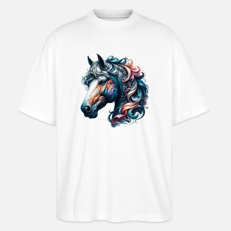 Pferd - Stanley/Stella Oversized Unisex Bio T-Shirt Blaster 2.0 - Weiß