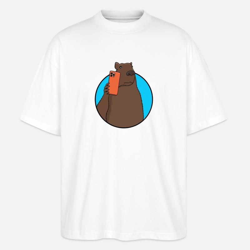 Influenceur des médias sociaux Capybara - T-shirt bio Blaster 2.0 coupe oversize Stanley/Stella Unisexe - blanc