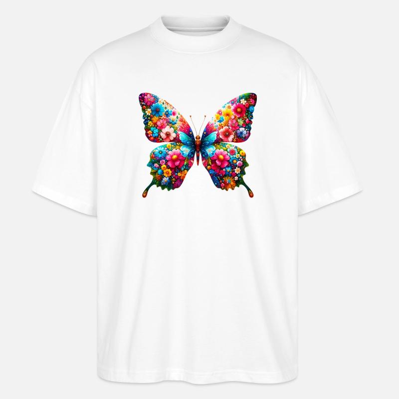Schmetterling - Stanley/Stella Oversized Unisex Bio T-Shirt Blaster 2.0 - Weiß