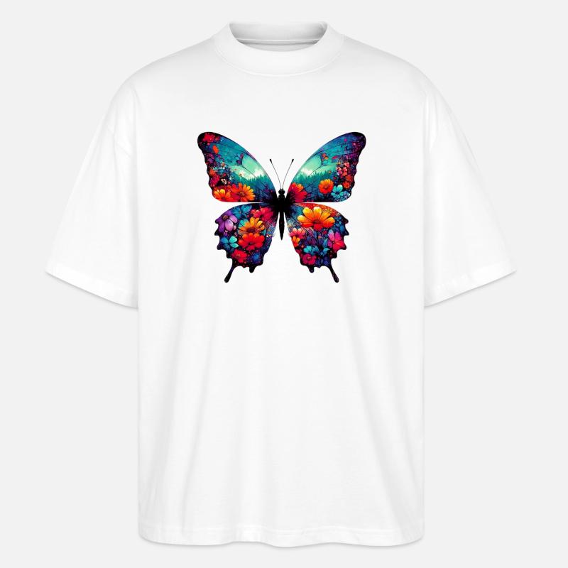 Schmetterling - Stanley/Stella Oversized Unisex Bio T-Shirt Blaster 2.0 - Weiß
