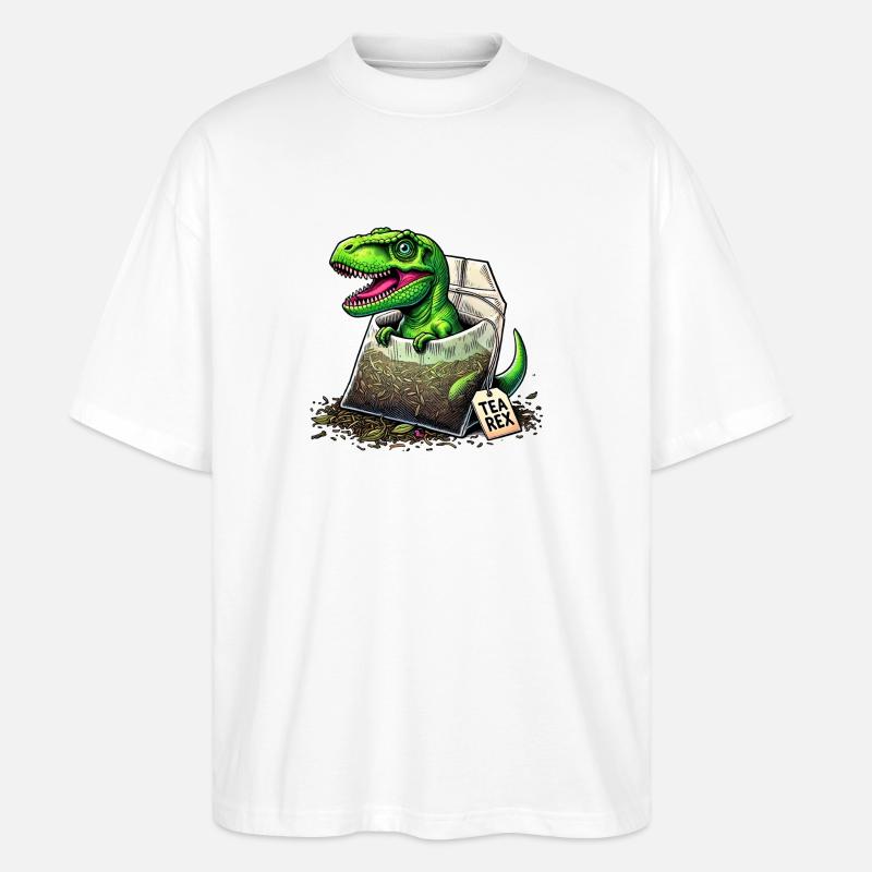 Tea Rex T-Rex Dinosaurier - Stanley/Stella Oversized Unisex Bio T-Shirt Blaster 2.0 - Weiß