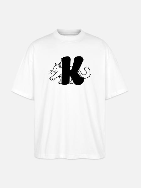 Lettre K chat - T-shirt bio Blaster 2.0 coupe oversize Stanley/Stella Unisexe - blanc
