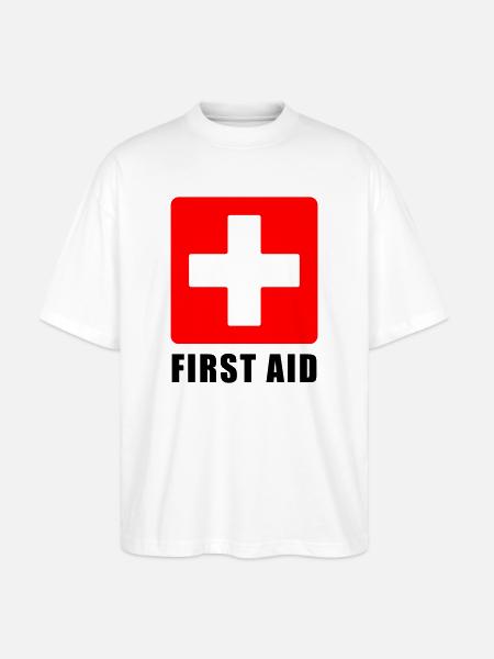 First Aid Medical Cross Safety Sign Vector Icon - Stanley/Stella Oversized Unisex Organic T-shirt Blaster 2.0 - white