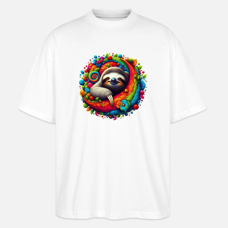 Faultier - Stanley/Stella Oversized Unisex Bio T-Shirt Blaster 2.0 - Weiß
