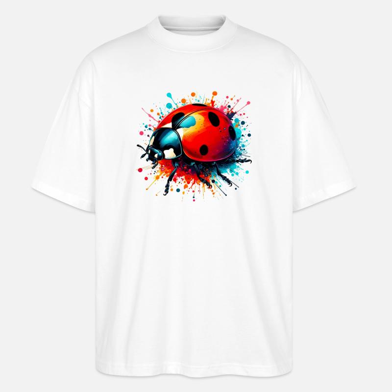 Marienkäfer - Stanley/Stella Oversized Unisex Bio T-Shirt Blaster 2.0 - Weiß