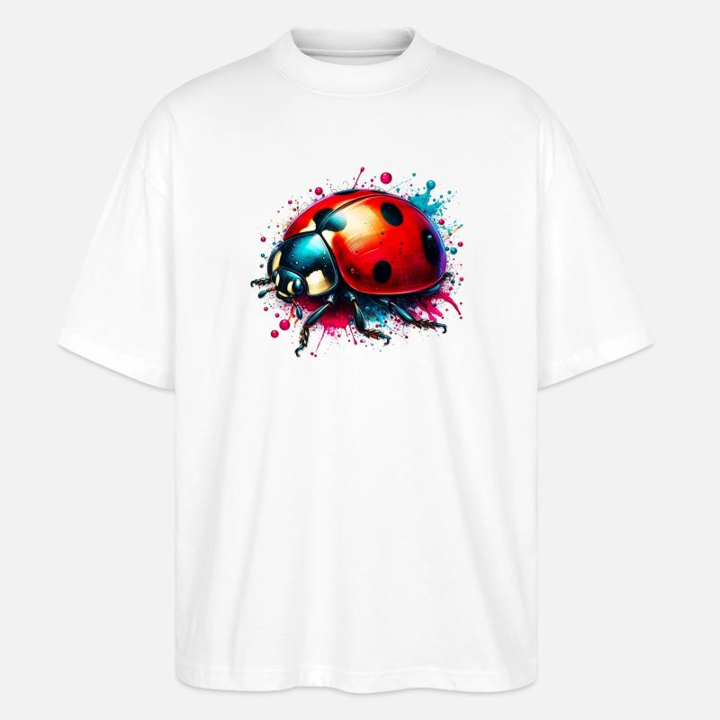 Marienkäfer - Stanley/Stella Oversized Unisex Bio T-Shirt Blaster 2.0 - Weiß