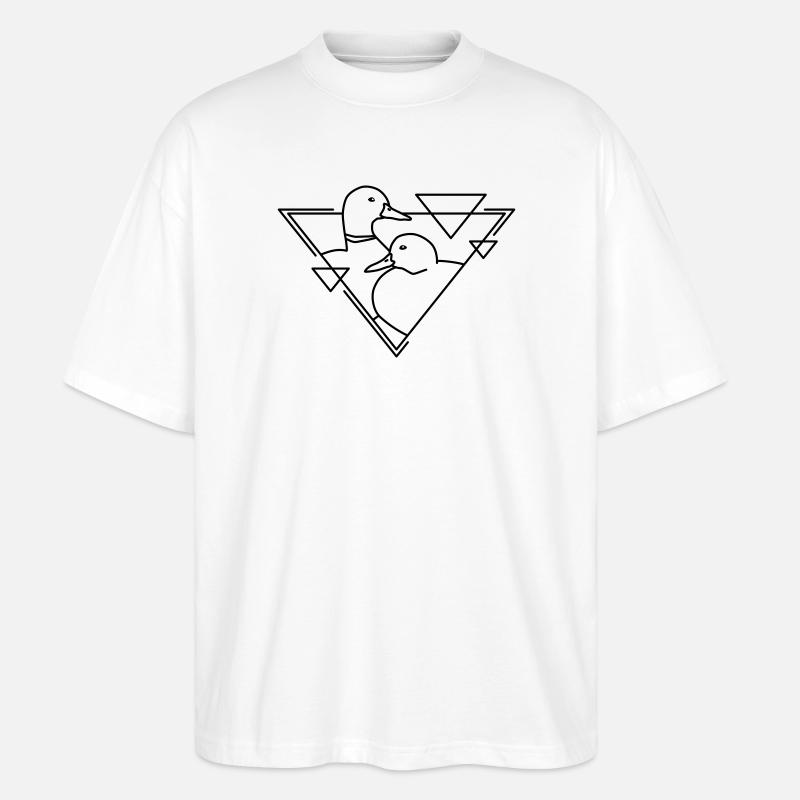 Zwei Enten in geometrischem Design - Stanley/Stella Oversized Unisex Bio T-Shirt Blaster 2.0 - Weiß