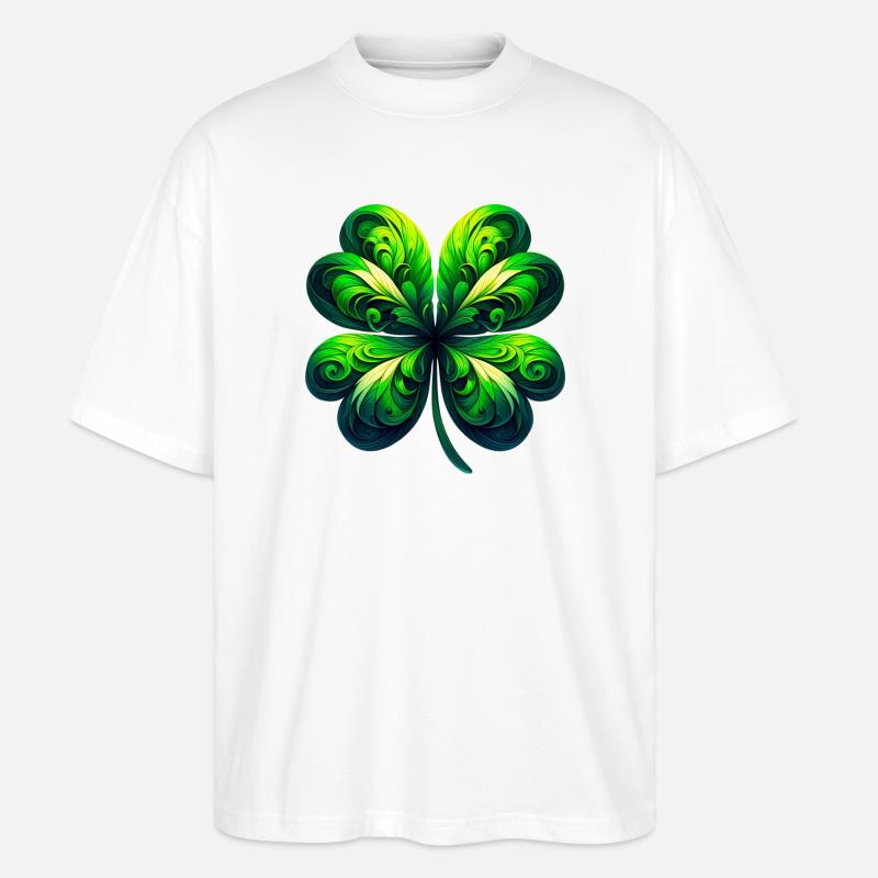 Vierblättriges Kleeblatt - Stanley/Stella Oversized Unisex Bio T-Shirt Blaster 2.0 - Weiß