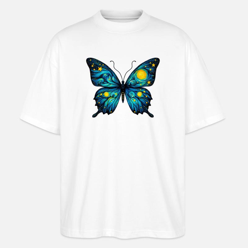 Schmetterling - Stanley/Stella Oversized Unisex Bio T-Shirt Blaster 2.0 - Weiß