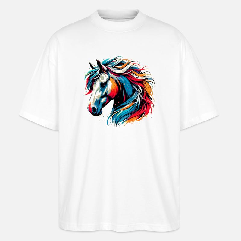 Pferd - Stanley/Stella Oversized Unisex Bio T-Shirt Blaster 2.0 - Weiß