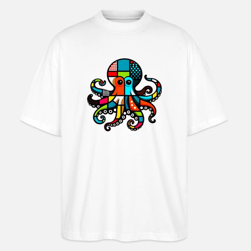 Octopus - Stanley/Stella Oversized Unisex Organic T-shirt Blaster 2.0 - white