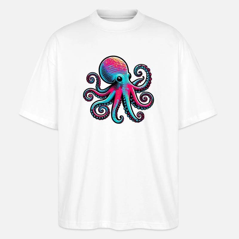 Octopus - Stanley/Stella Oversized Unisex Organic T-shirt Blaster 2.0 - white