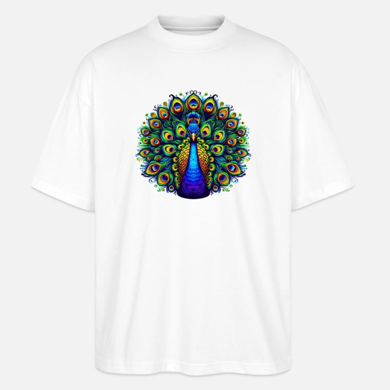 Pfau - Stanley/Stella Oversized Unisex Bio T-Shirt Blaster 2.0 - Weiß