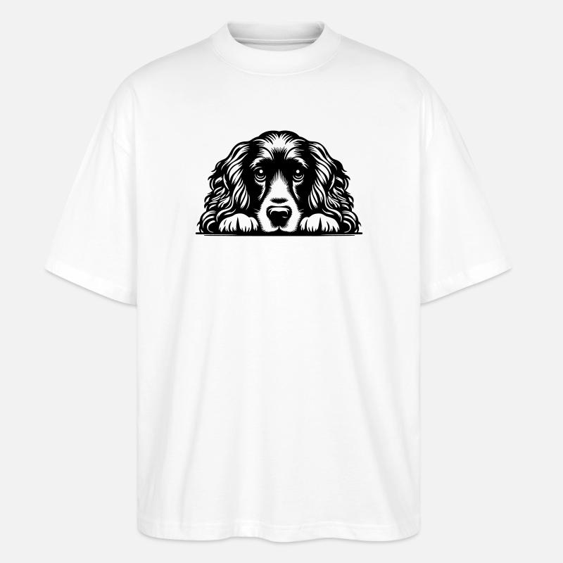 Cocker Spaniel Head with Paws - Stanley/Stella Oversized Unisex Organic T-shirt Blaster 2.0 - white